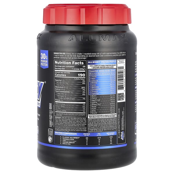 Alternative view of ALLMAX, CLASSIC ALLWHEY®, 100% Whey Protein Source, Vanilla, 2 lbs (907 g)