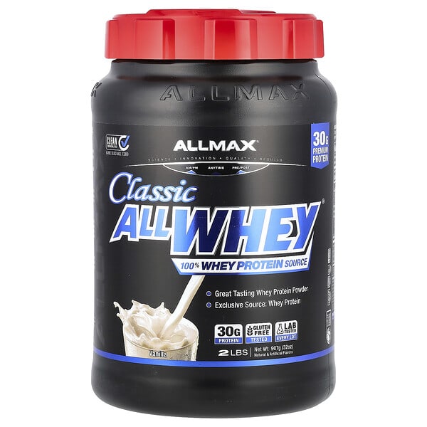 ALLMAX, CLASSIC ALLWHEY®, 100% Whey Protein Source, Vanilla, 2 lbs (907 g)