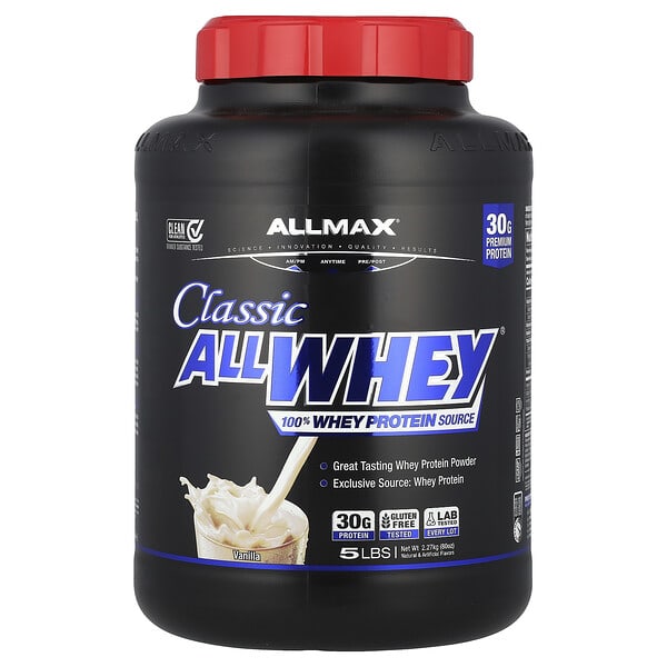 ALLMAX, CLASSIC ALLWHEY®, 100% Whey Protein Source, Vanilla, 5 lbs (2.27 kg)