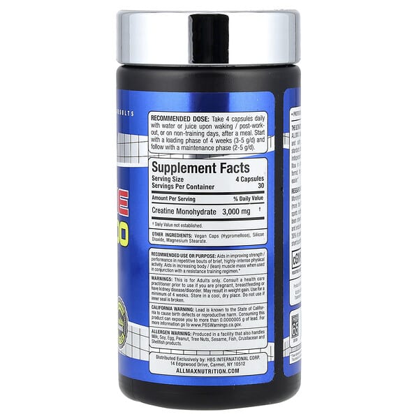 Alternative view of ALLMAX, Creatine 3000, 120 Veggie Caps  (750 mg per Capsule)