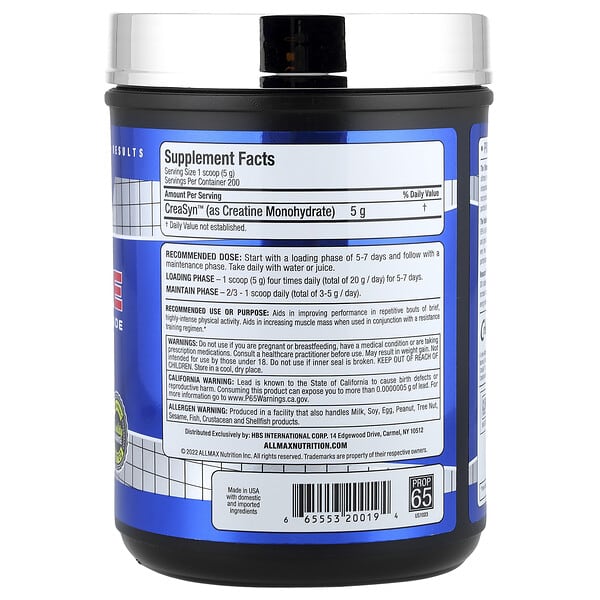 ALLMAX, Creatine, Pharmaceutical Grade, Unflavored, 2.2 lbs (1,000 g) 2 ALLMAX, Creatine, Pharmaceutical Grade, Unflavored, 2.2 lbs (1,000 g) - Ảnh 2