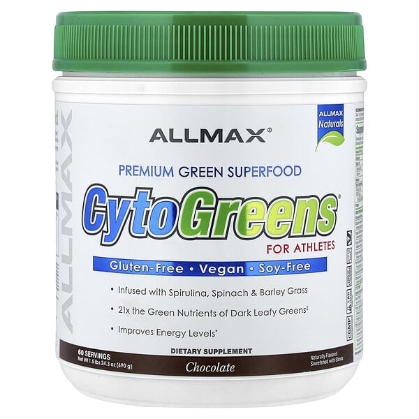 ALLMAX, CytoGreens®, Premium Green Superfood for Athletes, Chocolate, 1.5 lbs (690 g) 5 ALLMAX, CytoGreens®, Premium Green Superfood for Athletes, Chocolate, 1.5 lbs (690 g)
