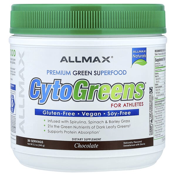 ALLMAX, CytoGreens®, Premium Green Superfood For Athletes, Chocolate, 2.2 oz (345 g) 5 ALLMAX, CytoGreens®, Premium Green Superfood For Athletes, Chocolate, 2.2 oz (345 g)