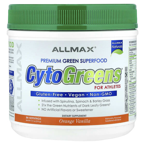ALLMAX, CytoGreens®, Premium Green Superfood For Athletes, Orange Vanilla, 11.11 oz (315 g)