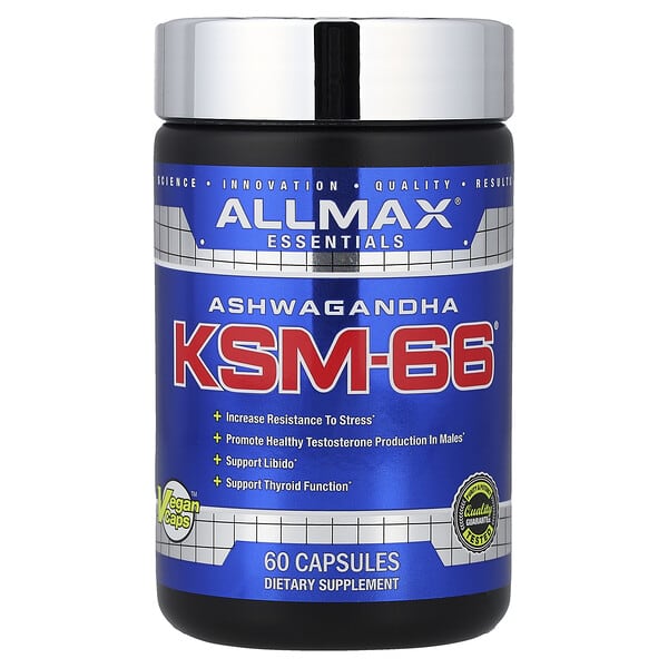 ALLMAX, Essentials, Ashwagandha KSM-66®, 60 Capsules (300 mg per Capsule)