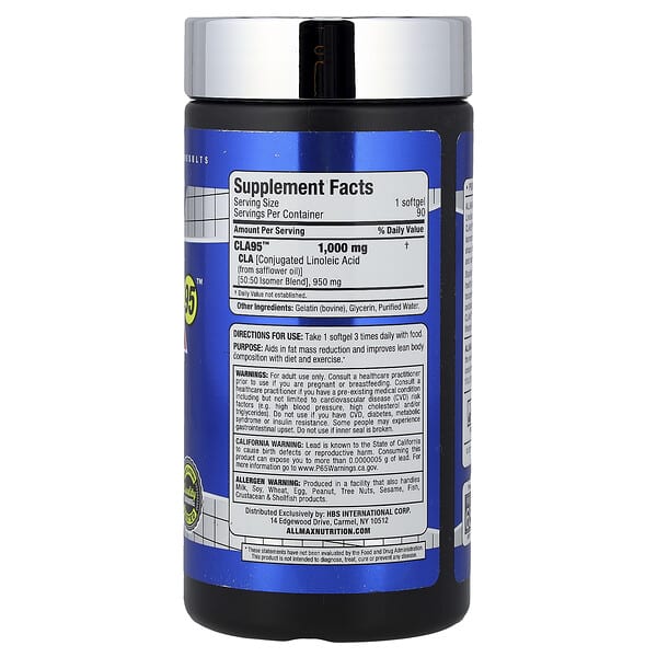 Alternative view of ALLMAX, Essentials, CLA95™, 1,000 mg, 90 Softgels