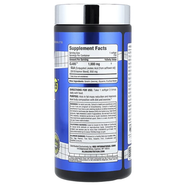 Alternative view of ALLMAX, Essentials, CLA95™, 150 Softgels