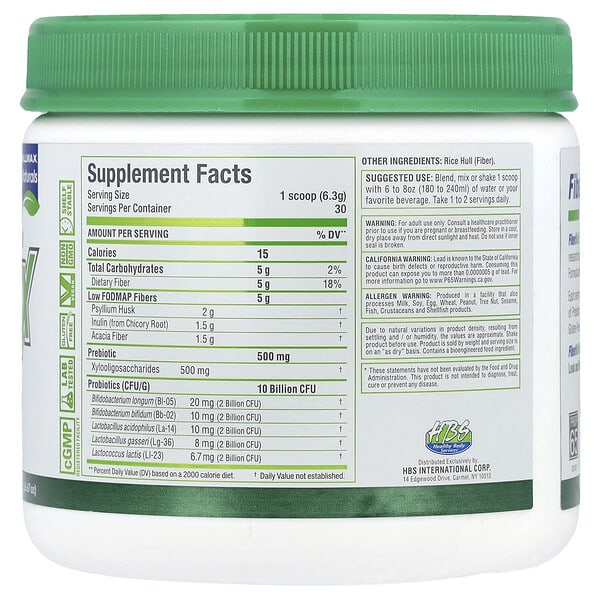 Alternative view of ALLMAX, FiberBiotiX, Unflavored, 6.67 oz (189 g)