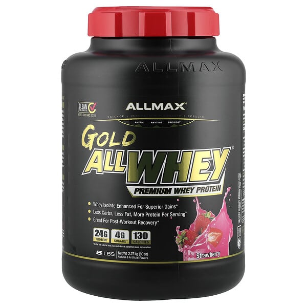 ALLMAX, GOLD ALLWHEY®, Premium Whey Protein, Strawberry, 5 lbs (2.27 kg)
