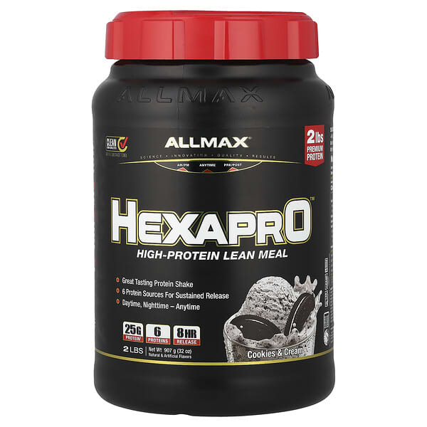 ALLMAX, Hexapro™, High-Protein Lean Meal, Cookies & Cream, 2 lbs (907 g) 3 ALLMAX, Hexapro™, High-Protein Lean Meal, Cookies & Cream, 2 lbs (907 g)