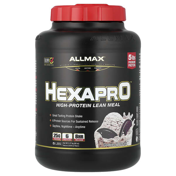 ALLMAX, Hexapro™, High-Protein Lean Meal, Cookies & Cream, 5 lbs (2.27 kg)