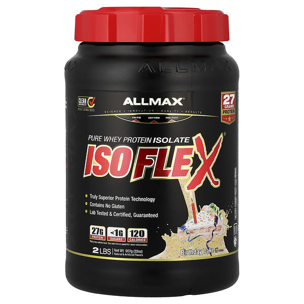 ALLMAX, ISOFLEX®, Pure Whey Protein Isolate, Birthday Cake with Sprinkles, 2 lbs (907 g)
