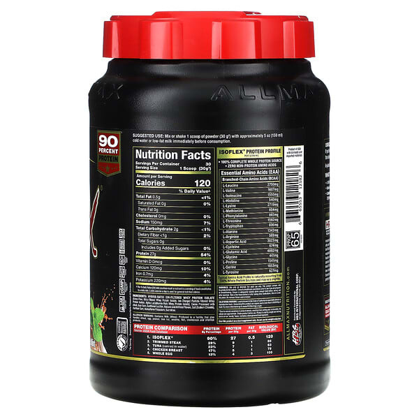 Alternative view of ALLMAX, ISOFLEX®, Pure Whey Protein Isolate, Chocolate Mint, 2 lbs (908 g)