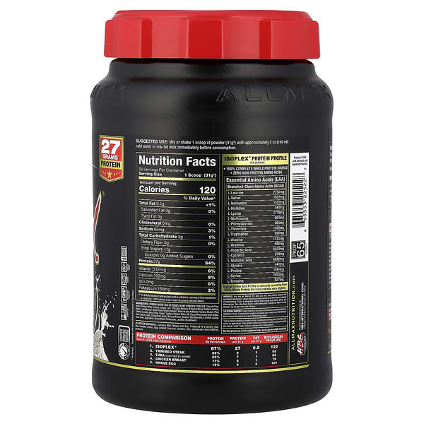 Alternative view of ALLMAX, ISOFLEX®, Pure Whey Protein Isolate, Cookies & Cream, 2 lbs (907 g)