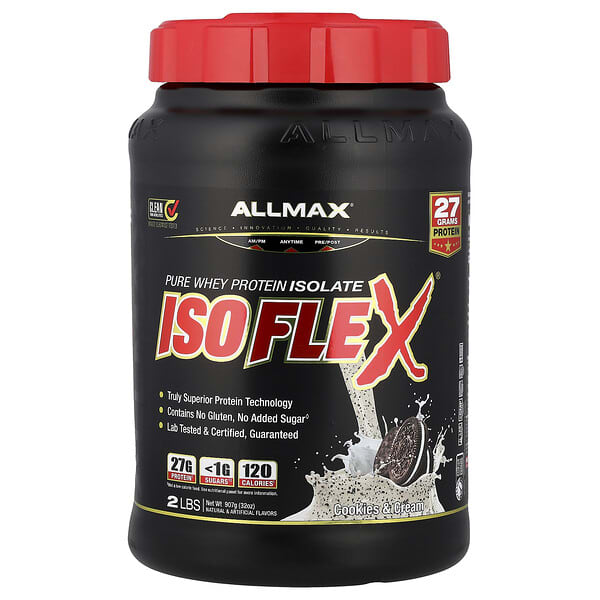 ALLMAX, ISOFLEX®, Pure Whey Protein Isolate, Cookies & Cream, 2 lbs (907 g)