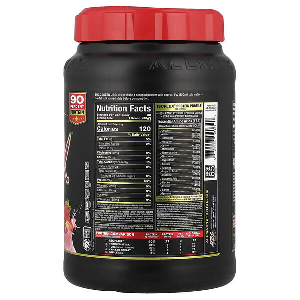 Alternative view of ALLMAX, ISOFLEX®, Pure Whey Protein Isolate, Strawberry, 2 lbs (907 g)