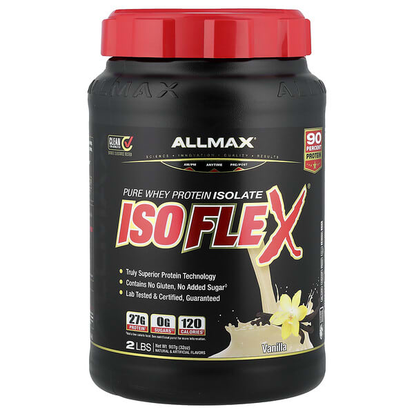 ALLMAX, ISOFLEX®, Pure Whey Protein Isolate, Vanilla, 2 lbs (907 g) 2 ALLMAX, ISOFLEX®, Pure Whey Protein Isolate, Vanilla, 2 lbs (907 g)