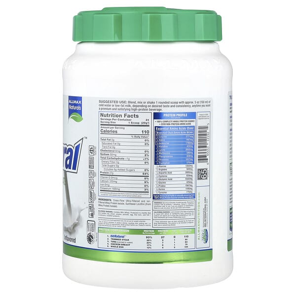 Alternative view of ALLMAX, ISONatural™, Whey Protein Isolate, Unflavored, 2 lbs (907 g)
