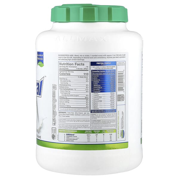 Alternative view of ALLMAX, ISONatural™, Whey Protein Isolate, Unflavored, 5 lbs (2.27 kg)