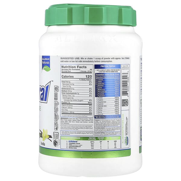 Alternative view of ALLMAX, ISONatural™, Whey Protein Isolate, Vanilla, 2 lbs (907 g)