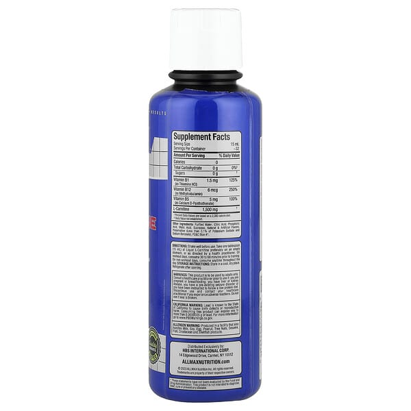 Alternative view of ALLMAX, Liquid L-Carnitine 1500, Blue Raspberry, 16 oz (473 ml)
