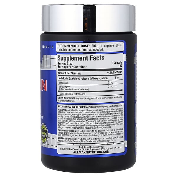 Alternative view of ALLMAX, Melatonin, 60 Capsules