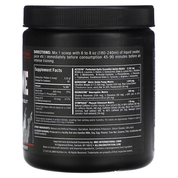 Alternative view of ALLMAX, MusclePrime®, Advanced Grade Pre-Workout, White Raspberry, 9.4 oz (266 g)