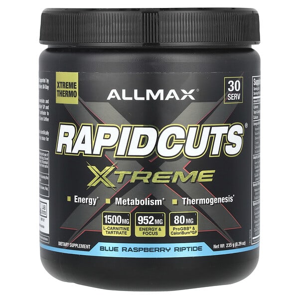 ALLMAX, Rapidcuts® Xtreme, Blue Raspberry Riptide, 8.29 oz (235 g) 5 ALLMAX, Rapidcuts® Xtreme, Blue Raspberry Riptide, 8.29 oz (235 g)