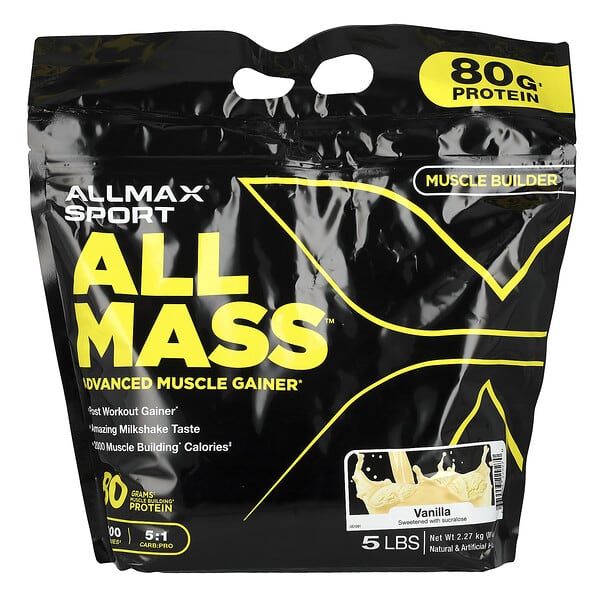 ALLMAX, Sport, ALLMASS®, Advanced Muscle Gainer, Vanilla, 5 lbs (2.27 kg)