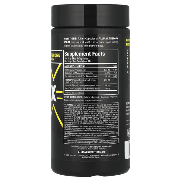Alternative view of ALLMAX, TestoFX Sport, Testosterone Support Formula, 80 Capsules