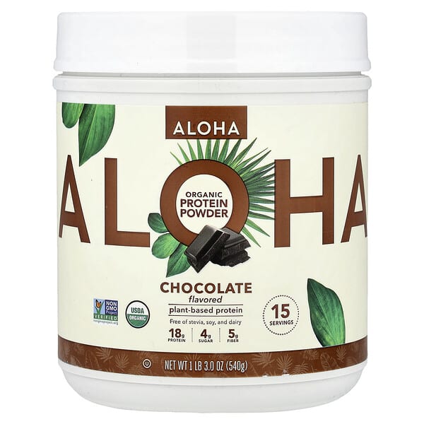 Aloha, Organic Protein Powder, Chocolate, 1 lb 3 oz (540 g)