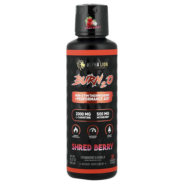 ALPHA LION, Burn2O, Shred Berry, Strawberry & Vanilla, 15.72 oz (465 ml) 2 ALPHA LION, Burn2O, Shred Berry, Strawberry & Vanilla, 15.72 oz (465 ml)