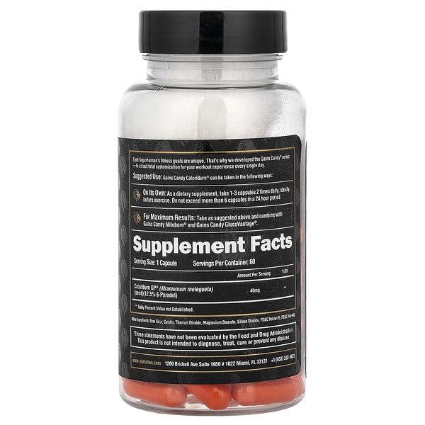 Alternative view of ALPHA LION, Gains Candy, CaloriBurn®, 60 Capsules (40 mg per Capsule)