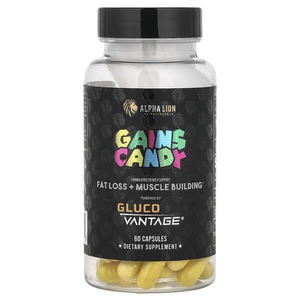 ALPHA LION, Gains Candy, Gluco Vantage®, 60 Capsules (100 mg per Capsule)