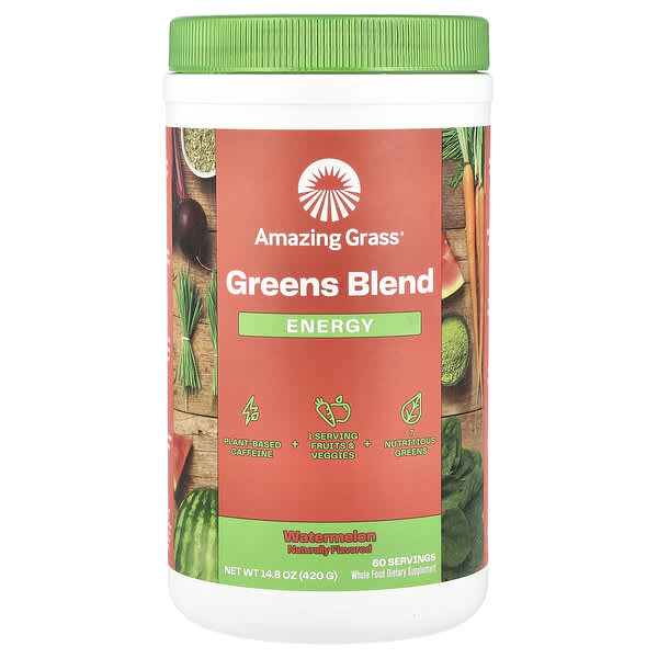 Amazing Grass, Greens Blend, Energy, Watermelon, 14.8 oz (420 g) 5 Amazing Grass, Greens Blend, Energy, Watermelon, 14.8 oz (420 g)