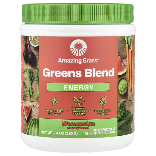 Amazing Grass, Greens Blend, Energy, Watermelon, 7.4 oz (210 g) 3 Amazing Grass, Greens Blend, Energy, Watermelon, 7.4 oz (210 g)