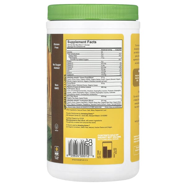 Alternative view of Amazing Grass, Greens Blend Superfood, Chocolate, 1.06 oz (480 g)