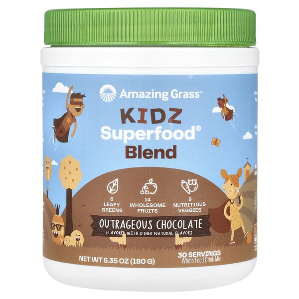 Amazing Grass, Kidz Superfood® Blend, Outrageous Chocolate, 6.35 oz (180 g)