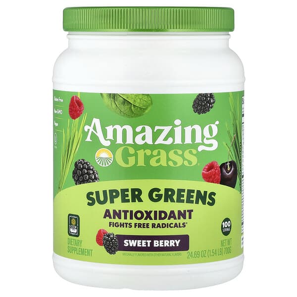 Amazing Grass, Super Greens, Antioxidant, Sweet Berry, 1.54 lb (700 g)