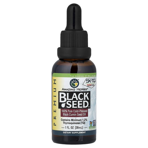 Amazing Herbs, Premium Black Seed™, 100% Pure Cold-Pressed Black Cumin Seed Oil, 1 fl oz (30 ml)