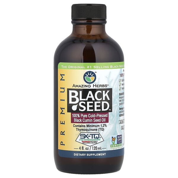 Amazing Herbs, Premium Black Seed™, 100% Pure Cold-Pressed Black Cumin Seed Oil, 4 fl oz (120 ml)