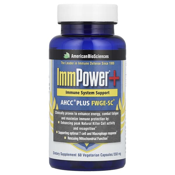 American Biosciences, ImmPower®+, AHCC® Plus FWGE-SC®, 60 Vegetarian Capsules