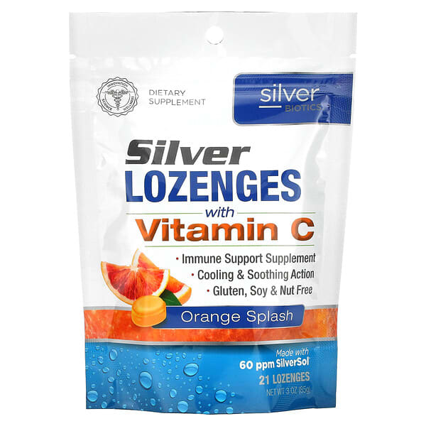 American Biotech Labs, Silver Biotics, Silver Lozenges with Vitamin C, Orange Splash, 21 Lozenges, 3 oz (85 g) 2 American Biotech Labs, Silver Biotics, Silver Lozenges with Vitamin C, Orange Splash, 21 Lozenges, 3 oz (85 g)
