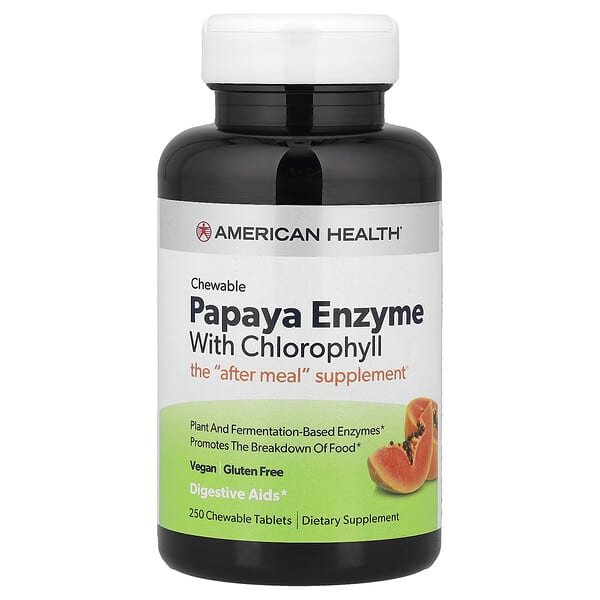 American Health, Chewable Papaya Enzyme with Chlorophyll, 250 Chewable Tablets