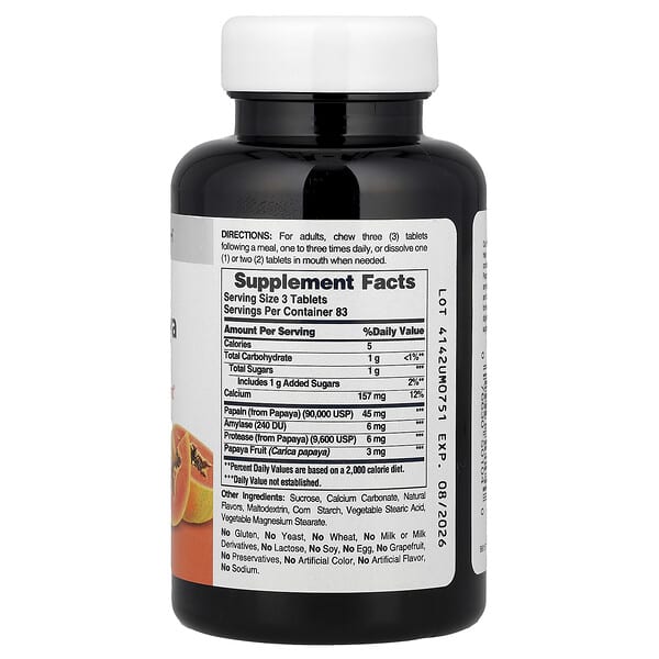 Alternative view of American Health, Original Chewable Papaya Enzyme, 250 Tablets