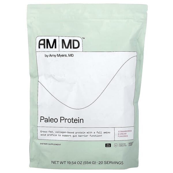 Amy Myers MD, Paleo Protein, Strawberries & Cream, 19.54 oz (554 g)