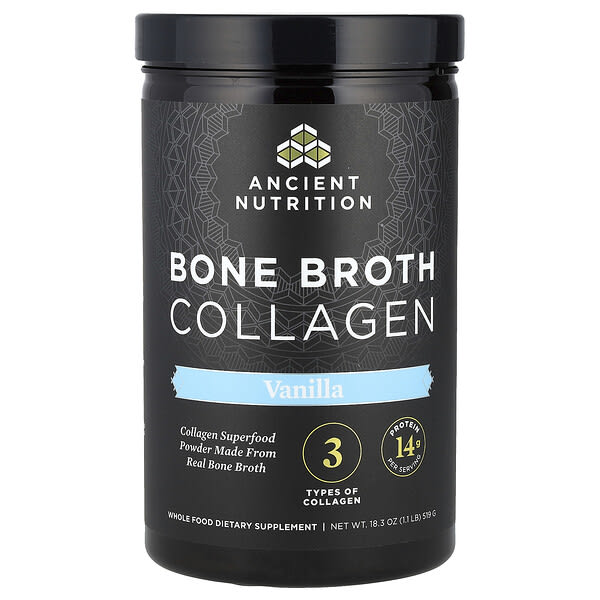 Ancient Nutrition, Bone Broth Collagen, Vanilla, 18.3 oz (519 g)