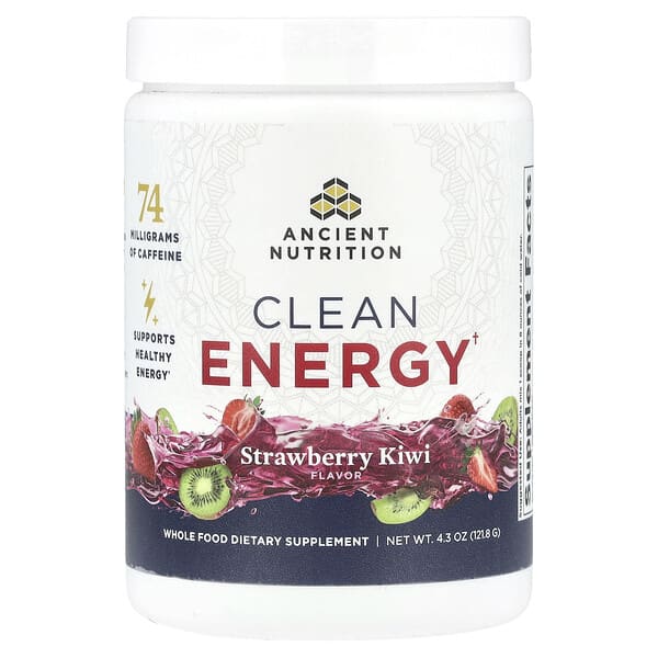 Ancient Nutrition, Clean Energy, Strawberry Kiwi, 4.3 oz (121.8 g)