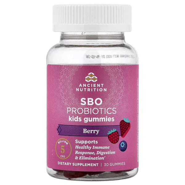 Ancient Nutrition, Kids, SBO Probiotics Gummies, Berry, 5 Billion CFU, 30 Gummies