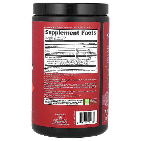 Alternative view of Ancient Nutrition, Multi Collagen Protein, Strawberry Lemonade, 1.13 lbs (513 g)